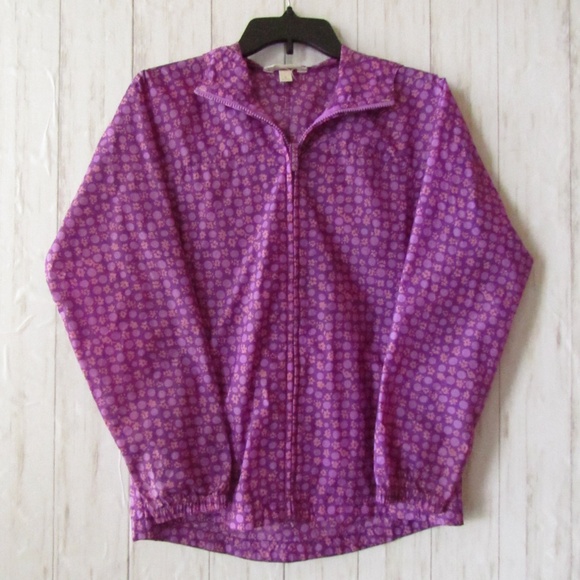 Lands' End Purple/Pink Zip Front Hooded Girls' Rain Jacket L (14) - Picture 1 of 13
